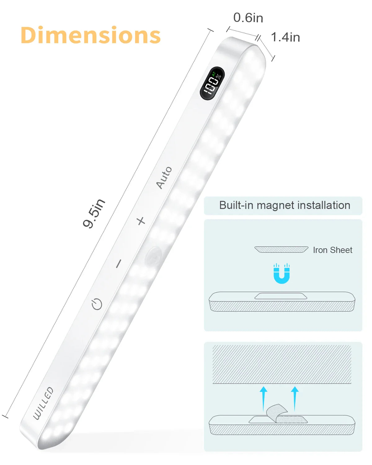 WILLED  Motion Sensor Cabinet Light Battery Display